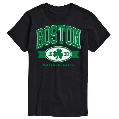 Мужская футболка с коротким рукавом и графическим рисунком Boston Mass Clover, черная