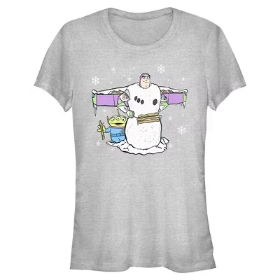 Женская футболка с инопланетянином и снеговиком Баззом для юниорок athletic heather