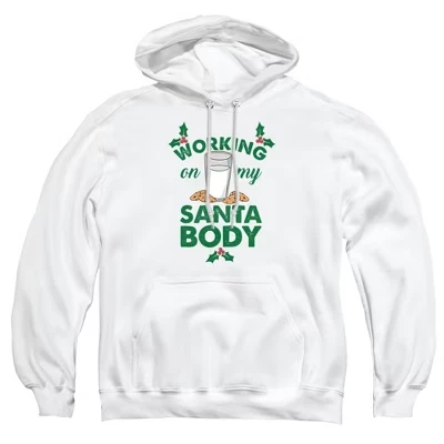 Мужская универсальная толстовка с капюшоном Christmas Working On My Santa Body For Christmas, белая