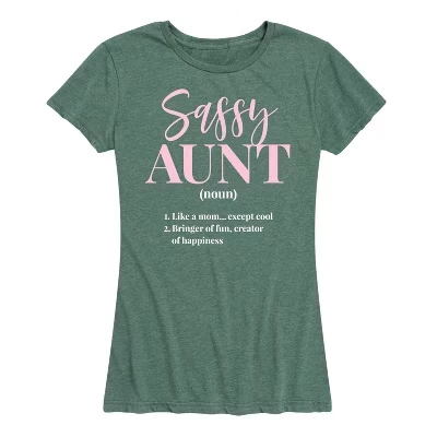 Женская футболка Sassy Aunt Definition с коротким рукавом и графическим рисунком heather juniper