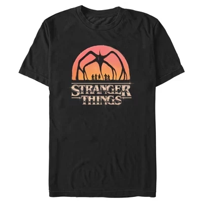 Мужская футболка с хромированным логотипом Mind Flayer Sunset черного цвета