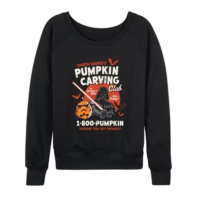 Женская футболка Darth Vader's Pumpkin Carving Club, легкая французская махровая рубашка с широким вырезом и длинным рукавом, черная