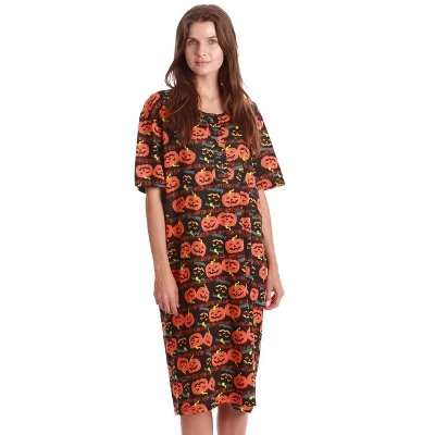 Женская ночная рубашка - пижама Henley Oversize с коротким рукавом черного цвета