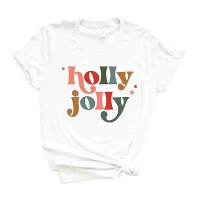Женская футболка с коротким рукавом и рисунком Holly Jolly Stars, белая