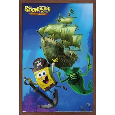 Постер в рамке Trends International SpongeBob, махагоновый
