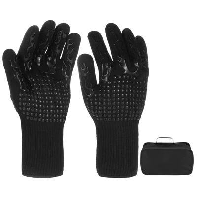 Кухонные рукавицы Unique Bargains силиконовые, черные