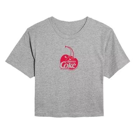 Женская укороченная футболка с графическим принтом с логотипом Cherry Coke heather grey