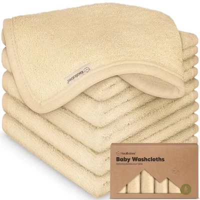 детские мочалки 6pk Deluxe, Органическая и мягкая детская салфетка 10х10, Детское банное полотенце, Салфетки для лица цвета хаки