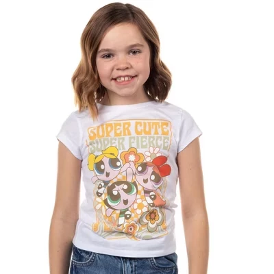 Крутая рубашка для девочек, супер милый топ с коротким рукавом в цветочек для девочек, белый, белый