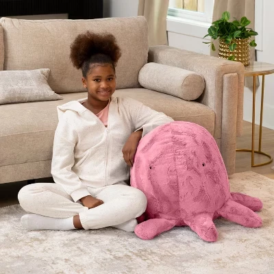 Raven-Symoné Huggy the Octopus Sea Buddy Large Kids Stuffed Animal Bean Bag and Pouf lush fur wild rose