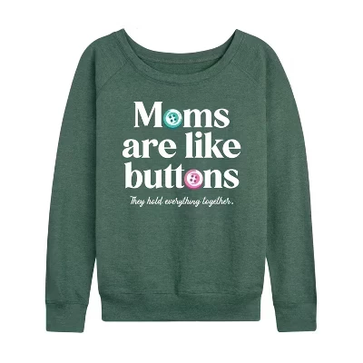 Женская рубашка Mom's are Like Buttons - легкая махровая рубашка с широким вырезом и длинными рукавами с графическим рисунком heather juniper