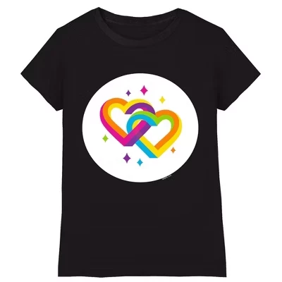 Girl's  Unlock The Magic, Magic Heart Bear Belly T-Shirt black