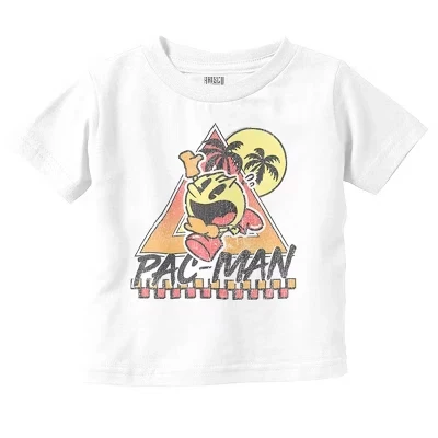 Аркадная игра PACMAN Tropical Vacation для малышей, детская футболка с графическим рисунком, Лицензионная белая