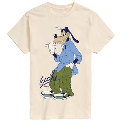 Мужская уличная одежда Goofy Cool с коротким рукавом и графическим принтом кремового цвета.