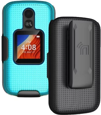 Комбинированный чехол-кобура с зажимом для ремня для Alcatel TCL Flip 2 (T408DL, 4058G, 4058E) бирюзового цвета