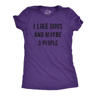 Женская футболка I Like Dogs and Maybe 3 People с забавным рисунком, подарок маме- любительнице домашних животных - Женская футболка Crazy Dog для любителей собак фиолетового цвета