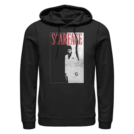 Мужское худи Scarface с потертостями и принтом, черное
