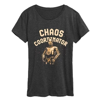Women's -  - Chaos Coordinator C3PO Short Sleeve Graphic T-Shirt heather charcoal