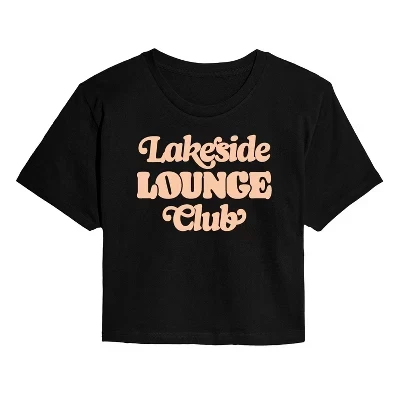 Женская укороченная футболка с графическим рисунком Lakeside Lounge Club, черная