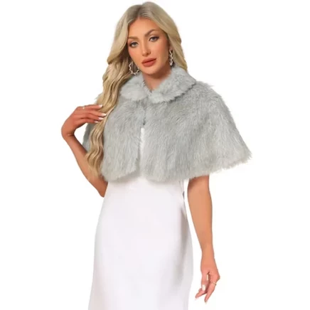 Женская шаль INSPIRE CHIC из искусственного меха белая/серая