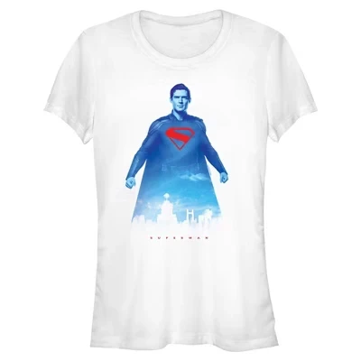 Женская футболка Superman Metropolis Hero для юниоров белого цвета