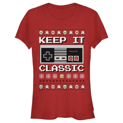 Женская футболка Ugly Christmas NES Classic Controller для юниоров красного цвета