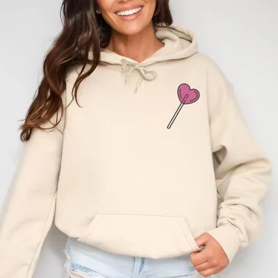 Женская толстовка с капюшоном в виде леденца с вышивкой в виде сердца dust