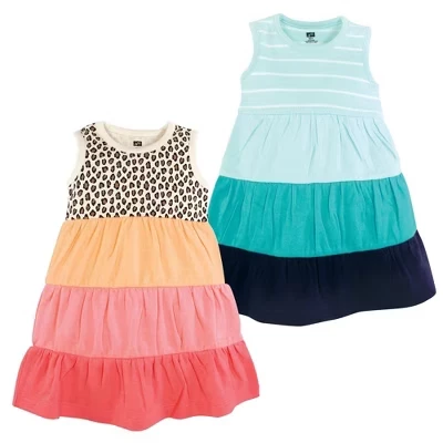 Платья Hudson Baby с коротким рукавом 2pk кораллово-мятного леопардового цвета