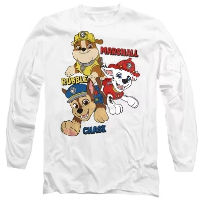 Мужская футболка с длинным рукавом Paw Patrol Marshall Rubble Chase Jumping, белая
