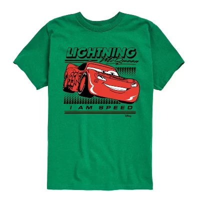 Футболка с коротким рукавом и графическим рисунком Lightning McQueen I Am Speed зеленого цвета