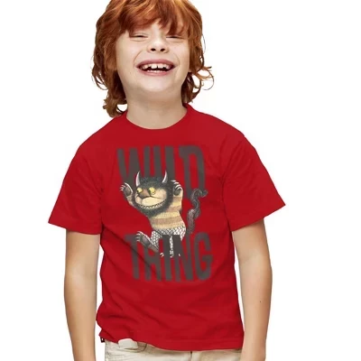 Футболка для мальчиков с коротким рукавом Where the Wild things - это дикие вещи, красная