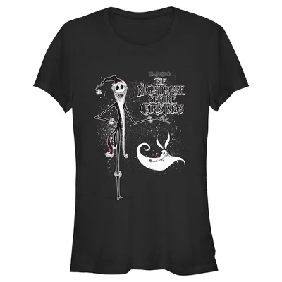 Женская футболка с логотипом Jack Skellington Sandy Claws для юниоров, черная