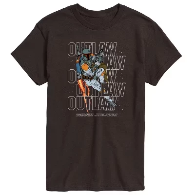 Мужская футболка с коротким рукавом Outlaw Boba Fett с графическим рисунком темно-коричневого цвета