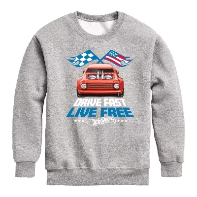 Мальчиковый свитшот Hot Wheels Drive Fast Live Free, серый