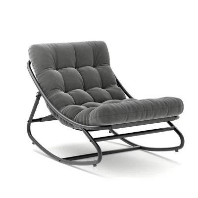 Кресло-качалка Papasan LinTimes с подушкой, серое
