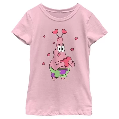 Женская футболка Patrick Star Heart Lover розового цвета