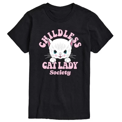 Мужская бездетная футболка Cat Lady Society с коротким рукавом и рисунком, черная