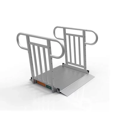 Алюминиевый переносной пандус для инвалидных колясок GATEWAY 3G с текстурированной поверхностью и саморегулирующимися нижними переходными пластинами пандус + вертикальный штакетник