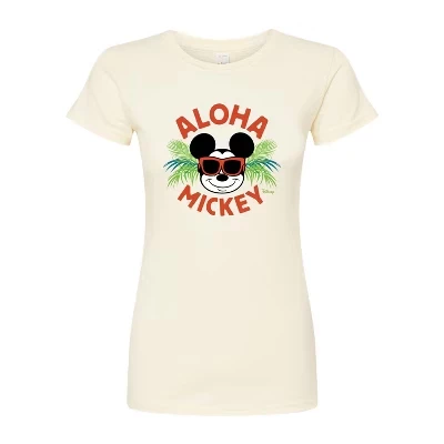 Женская приталенная футболка с рисунком Aloha Mickey, натуральная