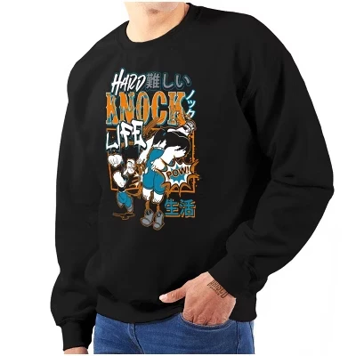 Крутая мужская толстовка с круглым вырезом Fighting Popeye Hard Knock Life лицензионного серого цвета