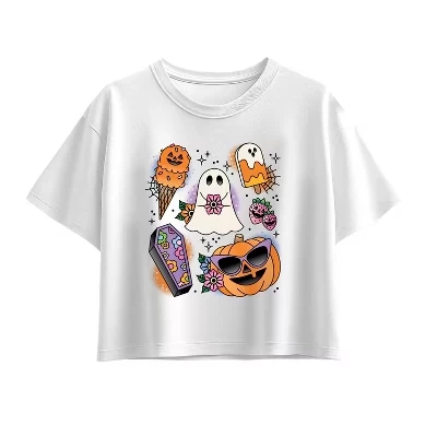 Летняя футболка с коротким рукавом и графическим рисунком Summerween Tattoo Flash белого цвета