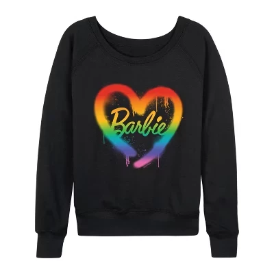 Женская легкая махровая рубашка Rainbow Heart с широким вырезом и длинным рукавом, черная с графическим рисунком