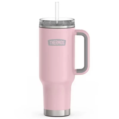 Стальная термокружка Thermos 1,18 л с трубочкой, розовая