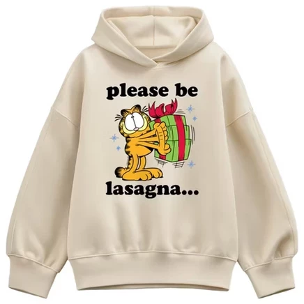 Женское худи Garfield Please Be Lasagna оверсайз, кремовое