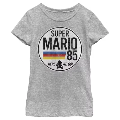 Футболка для девочек Nintendo Super Mario, серый меланж