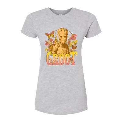 Женская футболка с приталенным рисунком Guardians of the Galaxy Groot Florals