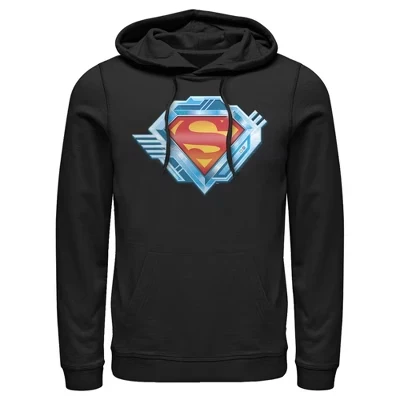 Мужская толстовка с капюшоном и логотипом Superman, хромированная, черная