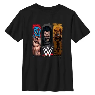 Мужская футболка Husky Rey Mysterio Roman Reigns и Bobby Lashley черного цвета