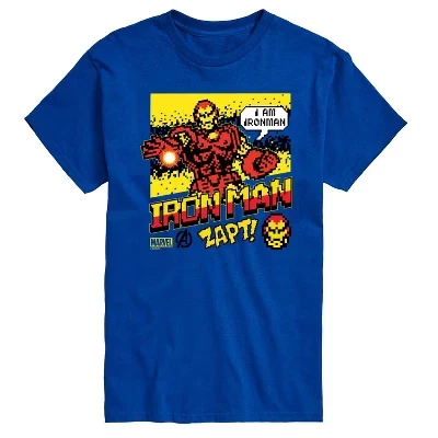 Men's -  - Iron Man 8 Bit Pixelated Short Sleeve Graphic T-Shirt blue