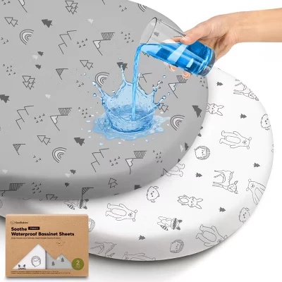Водонепроницаемые простыни Soothe 2pk для люльки для девочек, мальчиков, 33x17, Универсальный защитный чехол для матраса для детской люльки woodland